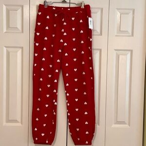 Style & Co. Red Heart Print Joggers SZ M NWT